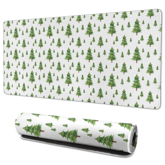 35.4x15.7 Inch Gaming Mouse Pad, Non-Slip Stitched Rubber Desk Mat for Desktop & Laptop,Christmas Tree White Pattern