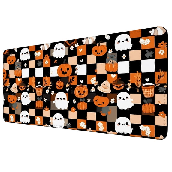 35.4x15.7 Inch Large Mouse Pad for Desk, Decorative Cute Halloween Checkered Keyboard Mat, Non-Slip Rubber Base XXL Mousepad
