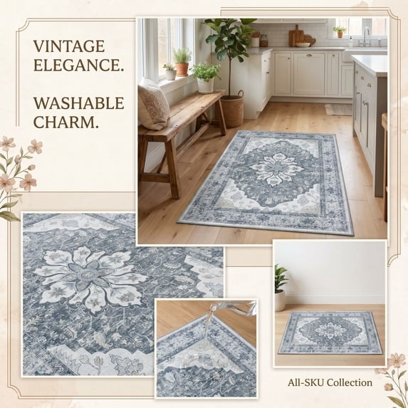 35.4x23.6 Inch Small Area Rugs Washable Throw Rugs Front Door Mat Entrance Doormat Non Slip Rubber Backed Entryway Rug for Entry Kitchen Bedroom