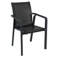 thumbnail image 1 of Luxury Commercial Living 35.5" Black Resin Solid Sling Outdoor Dining Arm Chair, 1 of 9
