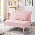 thumbnail image 1 of 35.5" Convertible Single Sofa Chair,Small Futon Chair with Adjustable Backrest,Comfy Armless Accent Chair with Pillow,Modern Mini Couch Bed with Gold Metal Legs for Living Room,Bedroom,Pink, 1 of 8