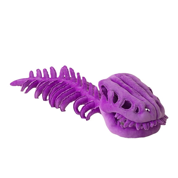 35.5" Dinosaur Skeleton Plush Toy Headpiece, Soft Wearable Dinosaur Skull Hat with Strap, Cute Prehistoric Costume Prop for Dress Up and Play(Purple)