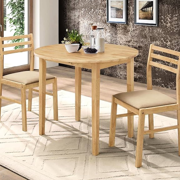 35.5" Drop Leaf Dining In Natural Tan: Table & 2 Chairs Graceful Chair : Upholstered Square Wood