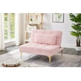thumbnail image 1 of 35.5 Inch L Modern Teddy Convertible Single Futon Sofa Bed with 1 Pillow, Multifunctional Armless Futon Chair with Metal Legs, Comfy Sofa Chair for Living Room, Office, Studio, Apartment, Pink, 1 of 8