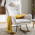 thumbnail image 1 of 35.5" Rocking Chair with Pocket, Soft Teddy Fabric Rocking Chair with Comfy Wing Back, Glider Rocker Chair  with Safe Solid Wood Base for Living Room Bedroom Balcony, White, 1 of 9