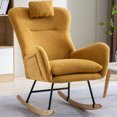 thumbnail image 1 of 35.5" Rocking Chair with Pocket, Soft Teddy Fabric Rocking Chair with Comfy Wing Back, Glider Rocker Chair  with Safe Solid Wood Base for Living Room Bedroom Balcony, Yellow, 1 of 9