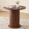 thumbnail image 1 of 35.5" Round Dining Table for 2, Modern Small Pedestal Kitchen Table, Space Saving, for Apartment Dining Living Room. Brown, 1 of 7