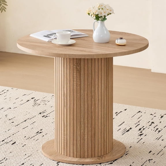 35.5" Round Dining Table for 2, Modern Small Pedestal Kitchen Table, Space Saving, for Apartment Dining Living Room