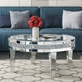 thumbnail image 1 of 35.5'' Round Glass Top Coffee Table with Crystal Inlay Modern Round Coffee Table Silver Accent Table for Living Room Decor, 1 of 9