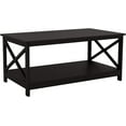 thumbnail image 1 of 35.5'' Round Whole Black Coffee Table, Clear Coffee Table，Modern Side Center Tables for Living Room， Living Room Furniture (Black12), 1 of 14