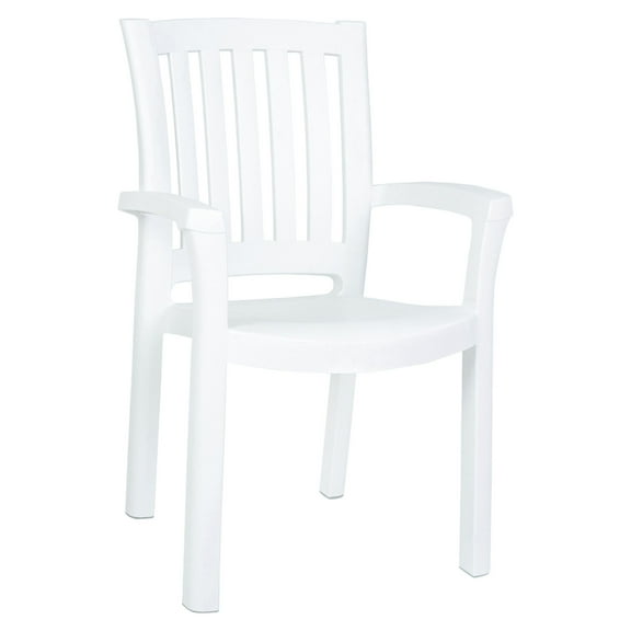35.5" White Resin Solid Stackable Weather Resistant Dining Arm Chair