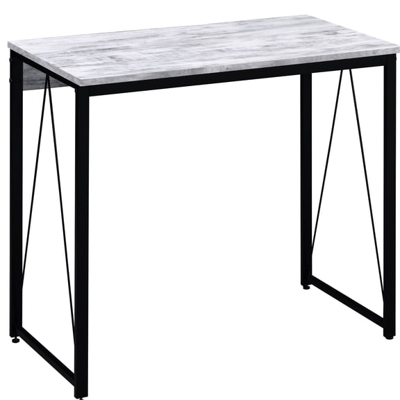 35.5" Wood and Metal Office Desk with Reverse V Support / Visual Appeal and Structural Integrity