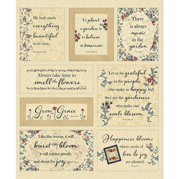 35.5" X 44" Panel Bible Verses Passages Scriptures Faith Christian Inspirational Quotes Sayings Victory Garden Cotton Fabric Panel (PANELJT-CD2108-BEIGE)