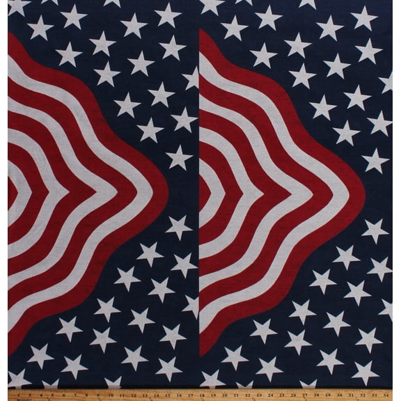 35.5" X 68" Panel - Packcloth American Flag Bunting USA United States of America Patriotic 4th of July Nylon/Polyester Indoor/Outdoor Decorator Fabric by the Panel (D245.17)