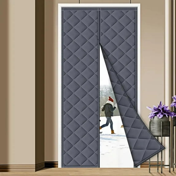 35.5 in. x 83 in. Gray Home Thermal Insulated Door Curtain Screen Door Noise Reduction Waterproof for Living Room