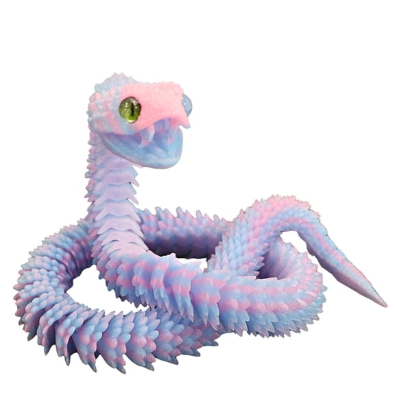 35.5-inch Oversized 3D Printed Snake Model with Movable Teeth and Flexible Joints, Reptile Animal Figurine, Stress Relief, Surprising and Magical Gift