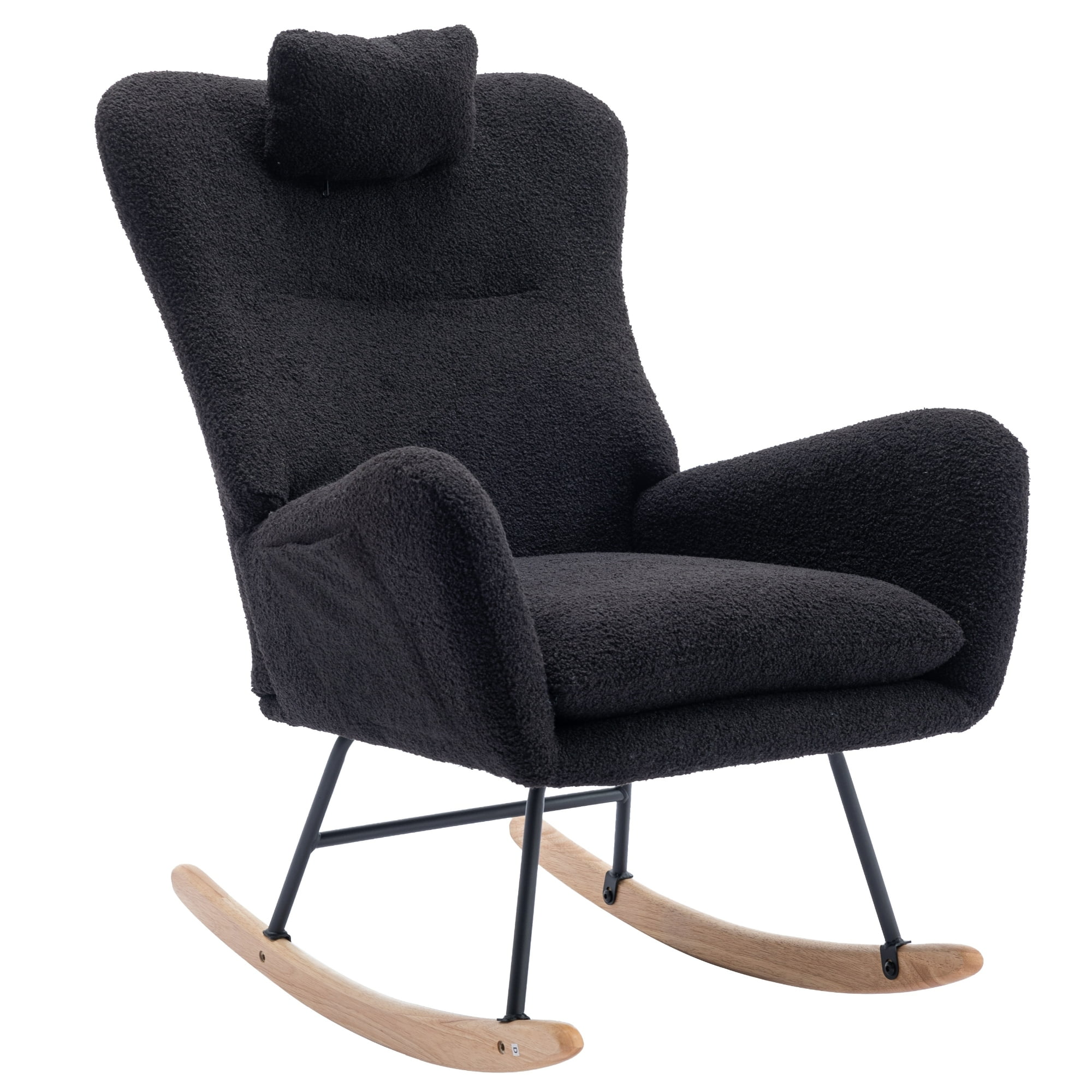 Tedy Rocker 35.5 inch Rocking Chair with Pocket - Soft Teddy Fabric for Nursery ...