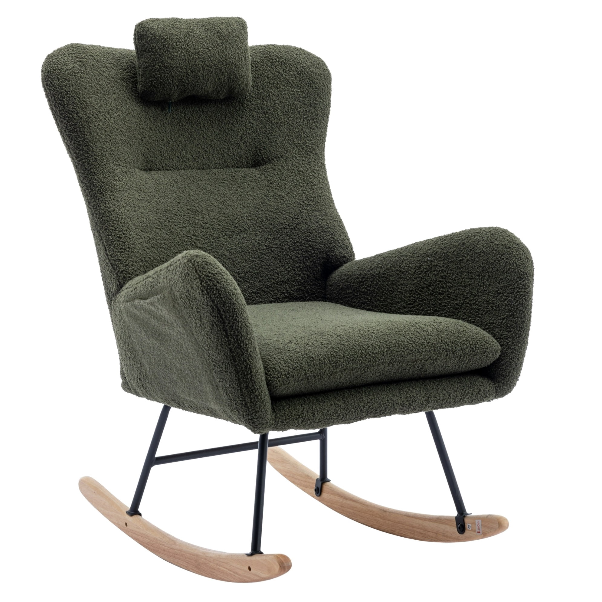 35.5 inch Rocking Chair, Soft Teddy Fabric Rocking Chair with Storage ...