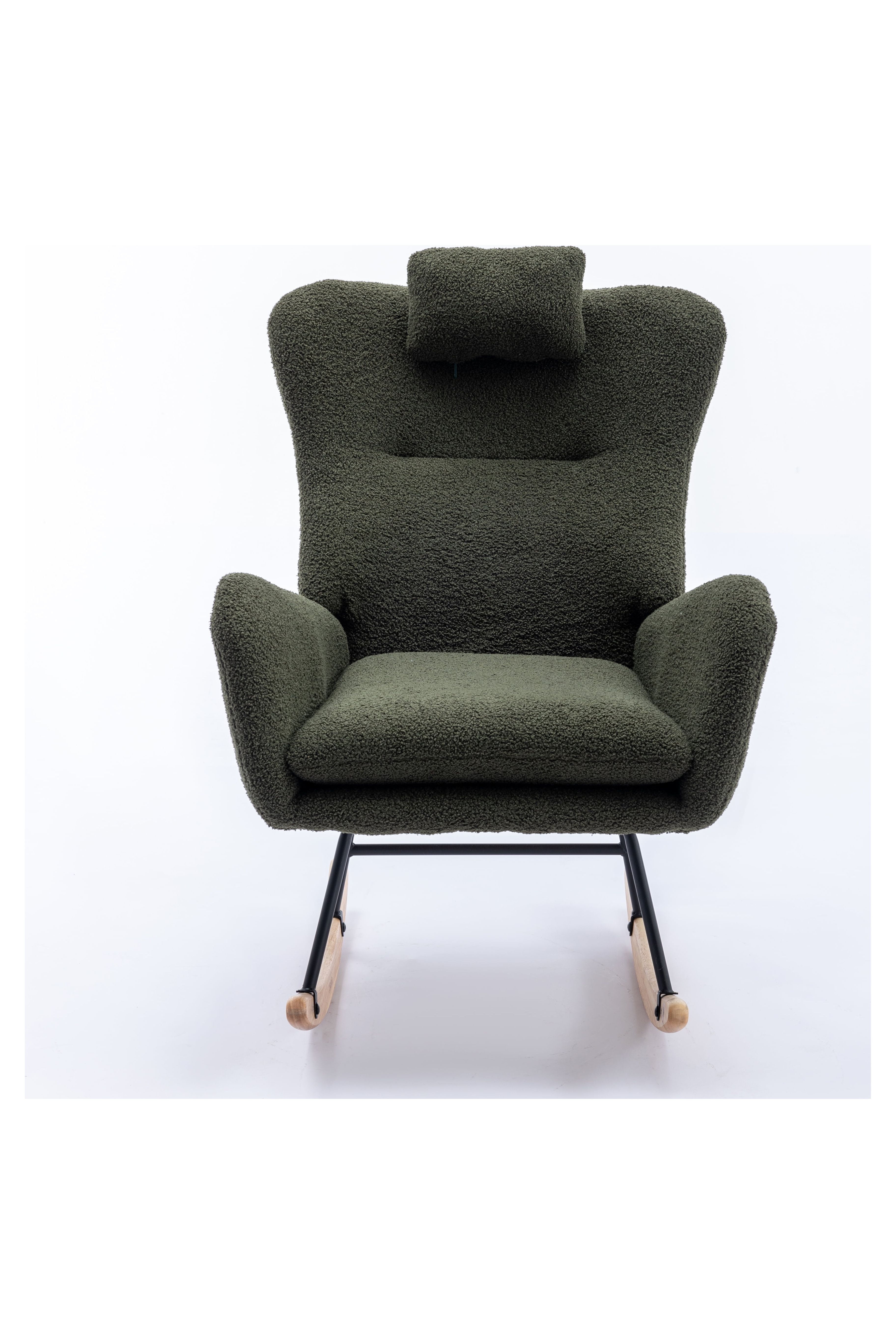 35.5 inch Rocking Chair, Soft Teddy Velvet Fabric Rocking Chair for ...