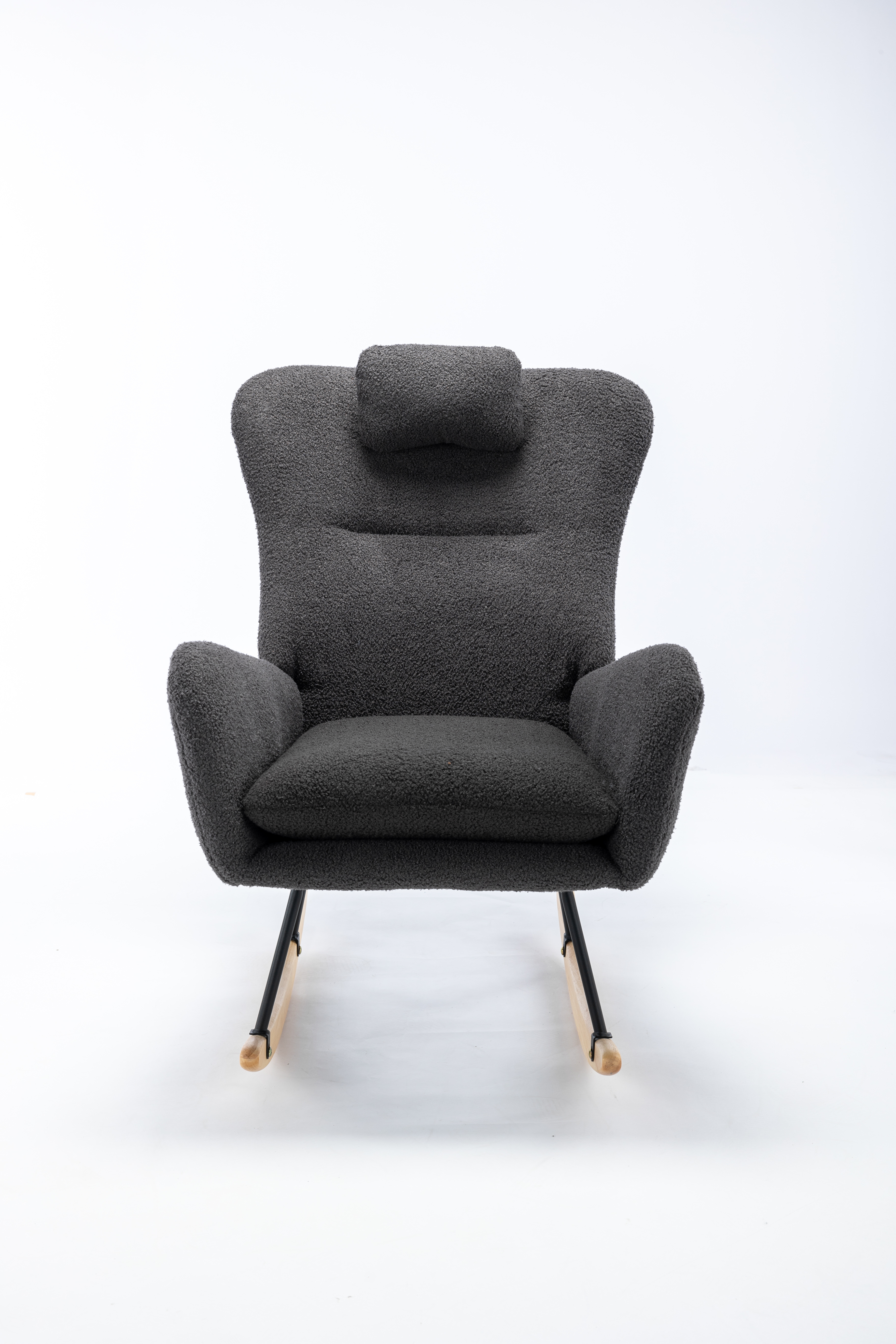 35.5 inch Rocking Chair, Soft Teddy Velvet Fabric Rocking Chair for ...