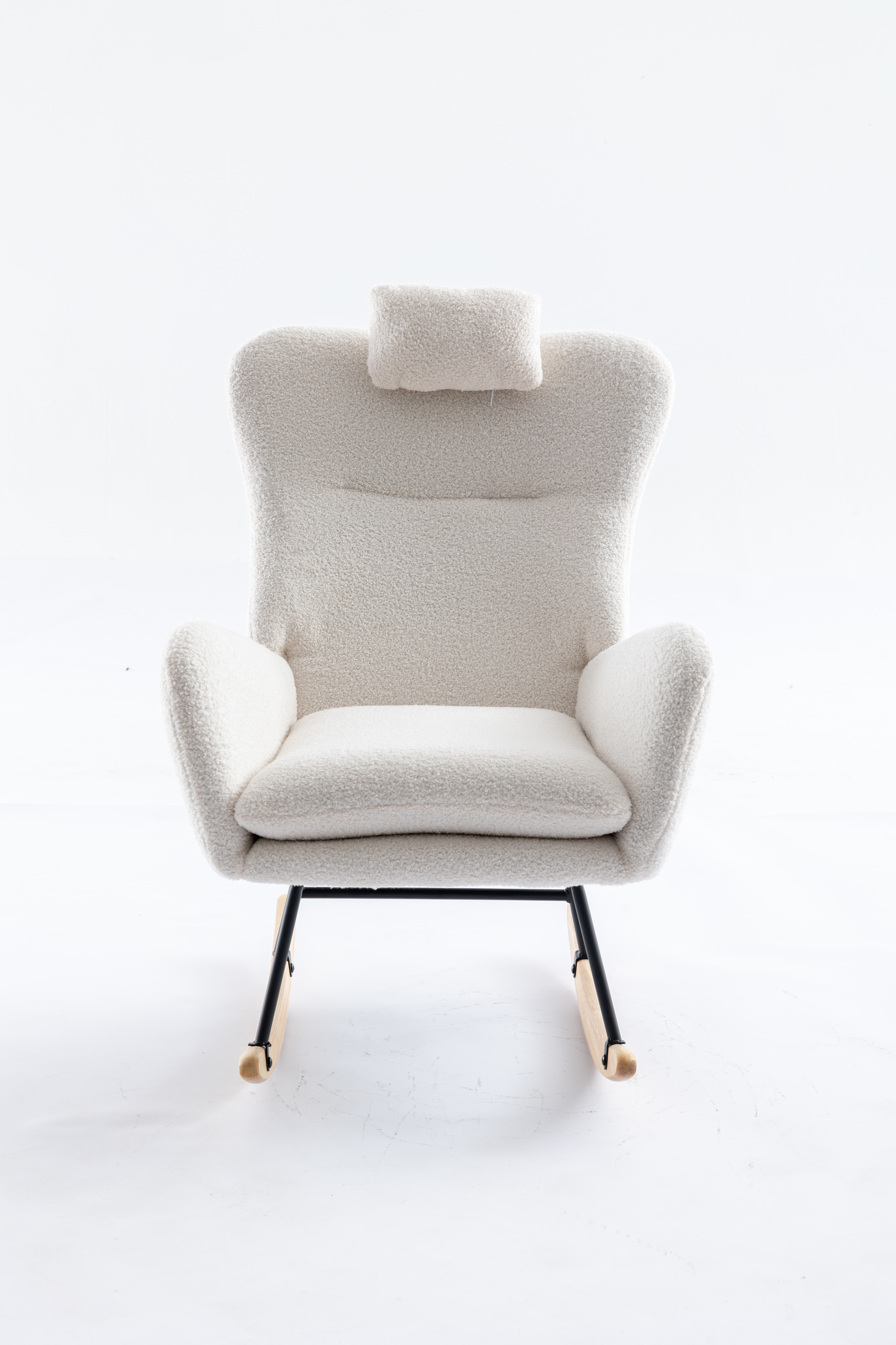 35.5 inch Rocking Chair, Soft Teddy Velvet Fabric Rocking Chair for ...