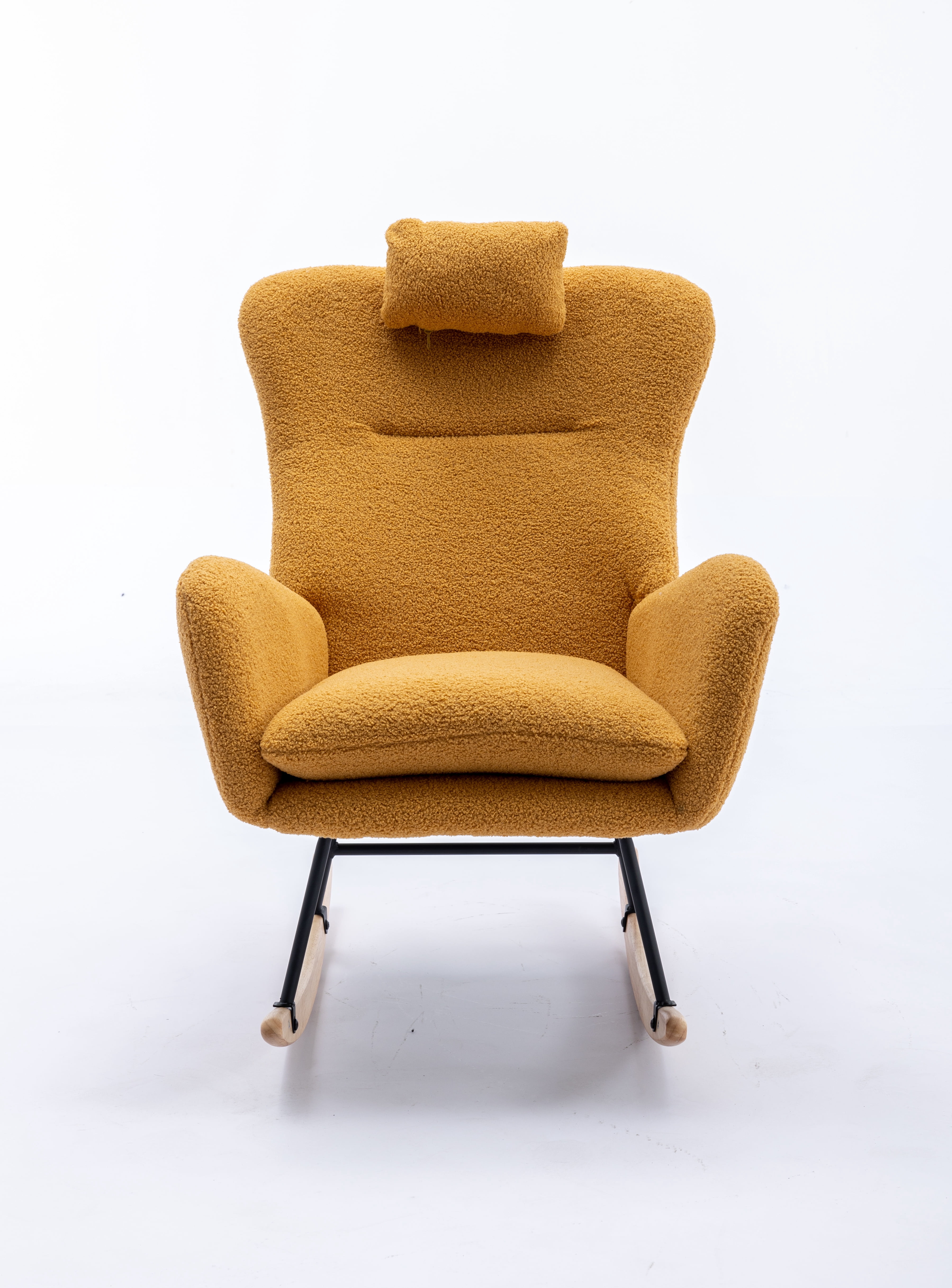 35.5 inch Rocking Chair, Soft Teddy Velvet Fabric Rocking Chair for ...