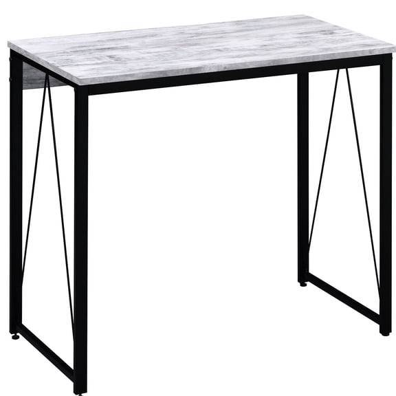 35.5" rectangular black and grey writing desk | Use in office, features a distinctive reverse "V" shape