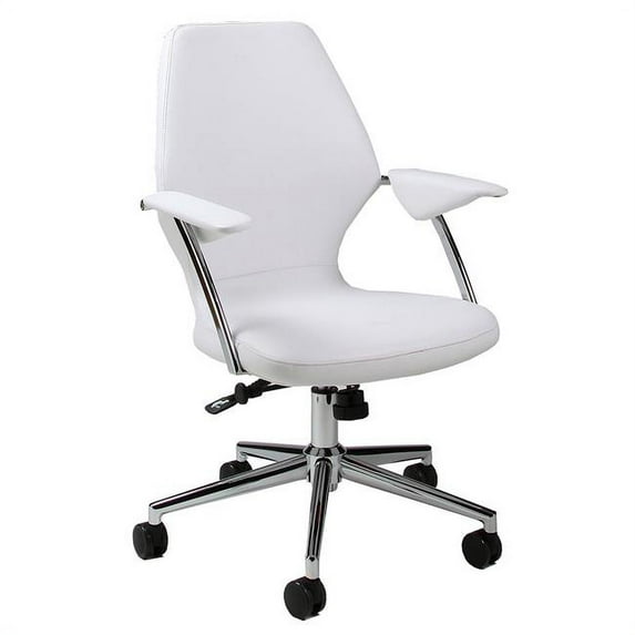 35.5 to 37.5 x 24.25 x 26 in. Ibanez Office Chair in Chrome, PU Ivory