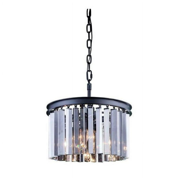 35.5 x 15.5 x 35.5 in. Metro - Hanging Chandelier with Heirloom Handcut Silver Shade, Grey & Mocha Brown