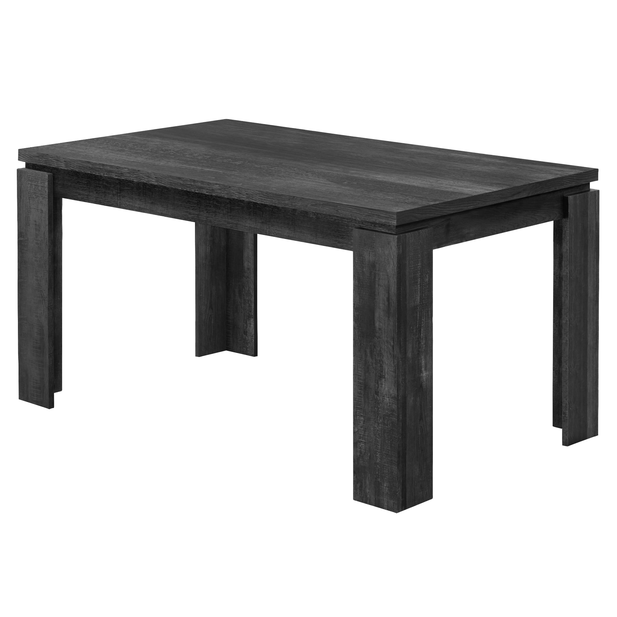 Modern Black Reclaimed Wood Rectangular Dining Table for Six