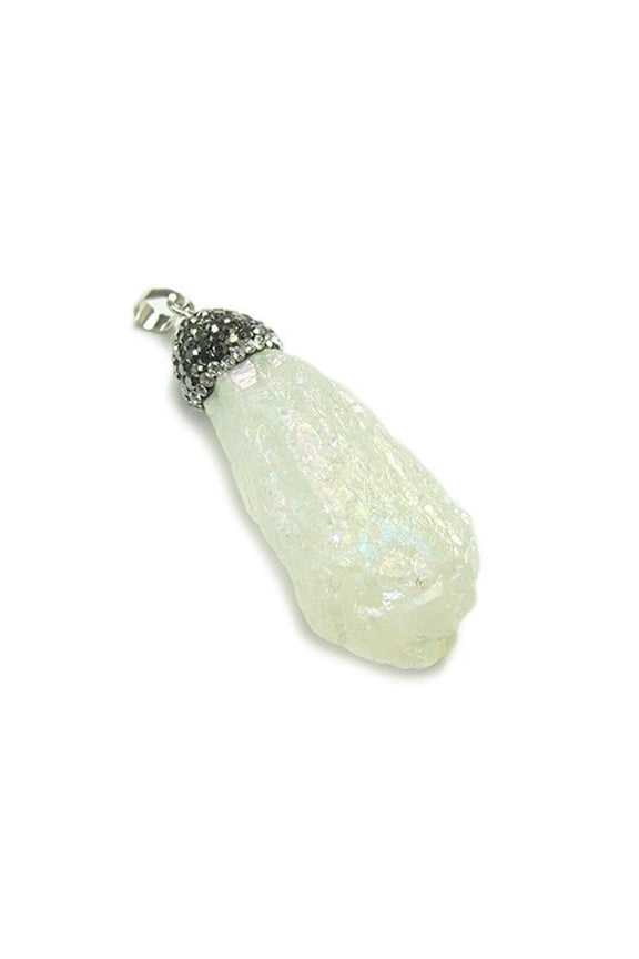 35-50mm White Rough Quartz Pendant With Rhinestones For Jewelry Making