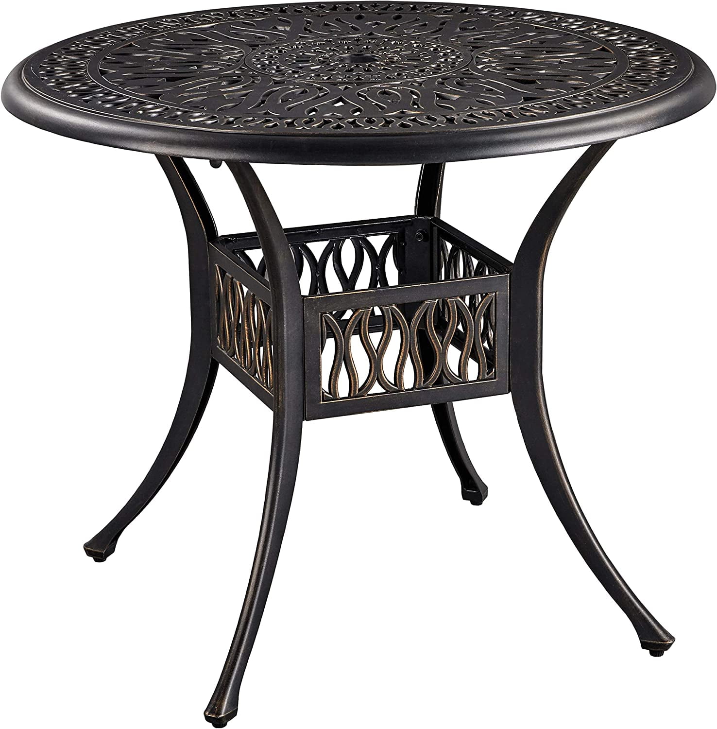 35.5in Elegant Bistro Table with Umbrella Hole, Outdoor Furniture Aluminium Bistro Dining Table ...