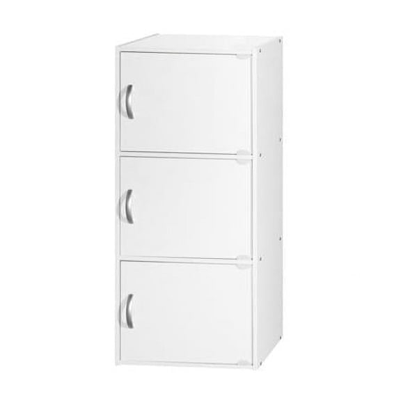 35.6 x 11.77 x 15.9 in. 3-Shelf & 3-Door Bookcase, White