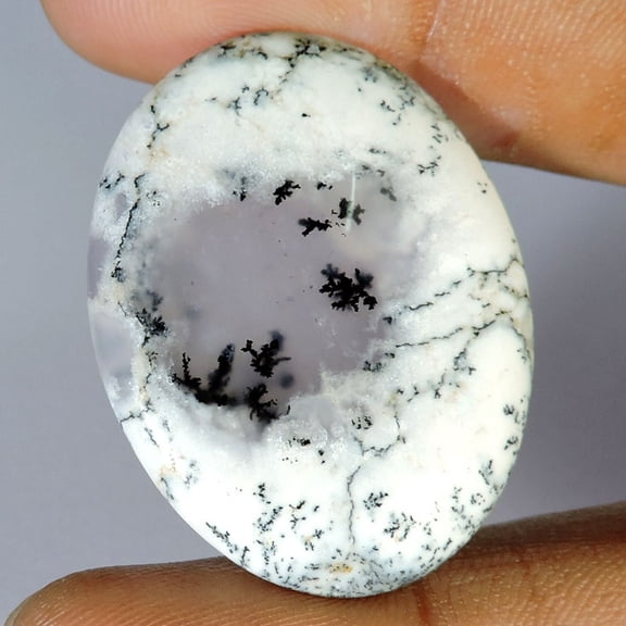 35.60Cts Natural White Dendrite Opal Oval Cabochon Loose Gemstone