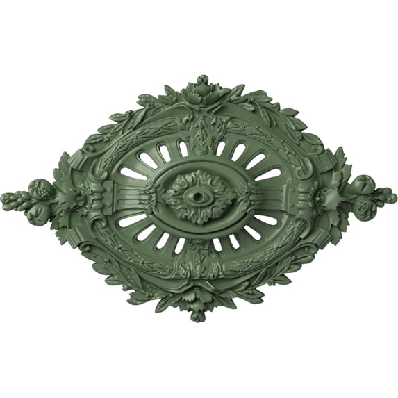 35 7/8"W x 22 1/2"H x 4 3/8"P Antonio Ceiling Medallion, Hand-Painted Athenian Green