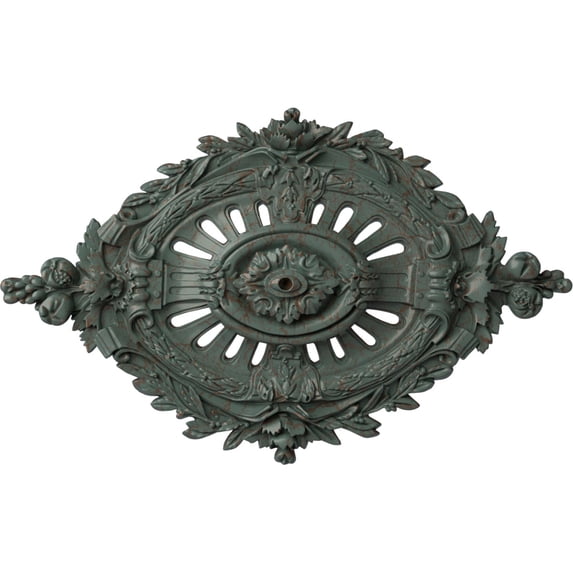 35 7/8"W x 22 1/2"H x 4 3/8"P Antonio Ceiling Medallion, Hand-Painted Cloud Burst Crackle