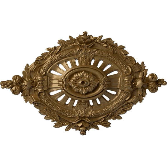 35 7/8"W x 22 1/2"H x 4 3/8"P Antonio Ceiling Medallion, Hand-Painted Pale Gold