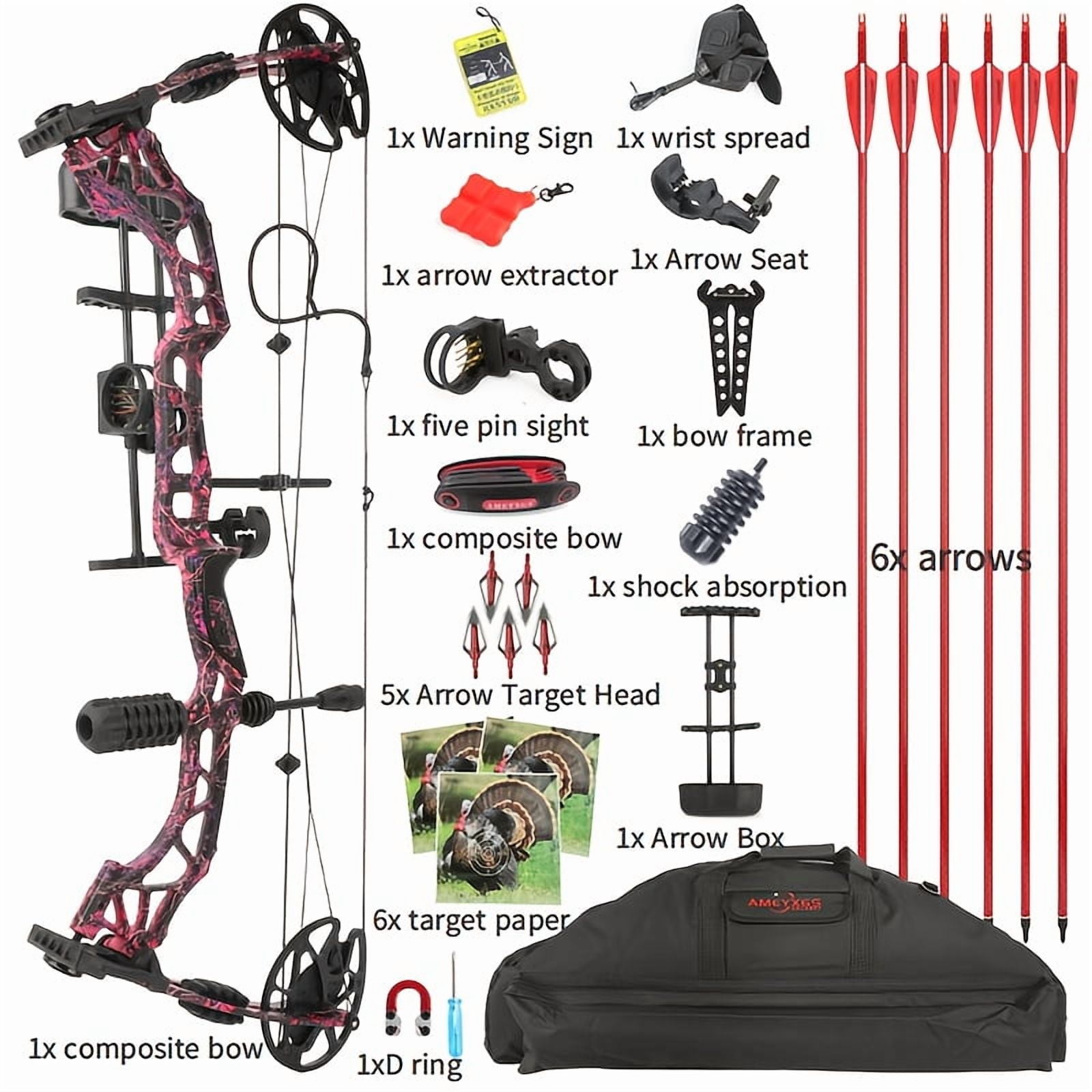 35-70lbs Adjustable Composite Bow Set, Outdoor Shooting Archery Adult Roller Bow Right Hand