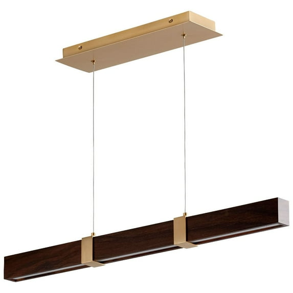 3-36-2440 Oxygen Lighting Decca - 35.75 Inch 23.6W 1 LED Pendant-Aged Brass/Walnut Finish