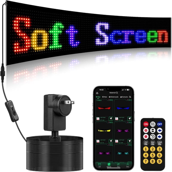 35"*8" Flexible Advertising  Sign with 21-Key Remote and APP Control,Custom Animations, Patterns & Text,for Store,Hotel,School,Bar