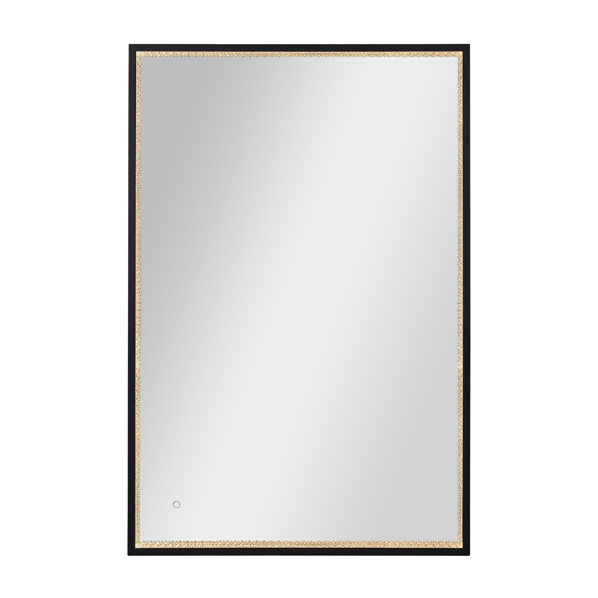 35.8-in W x 55.1-in H Rectangle Matte Black and Matte Gold Framed Full Length Lighted Vanity Mirror