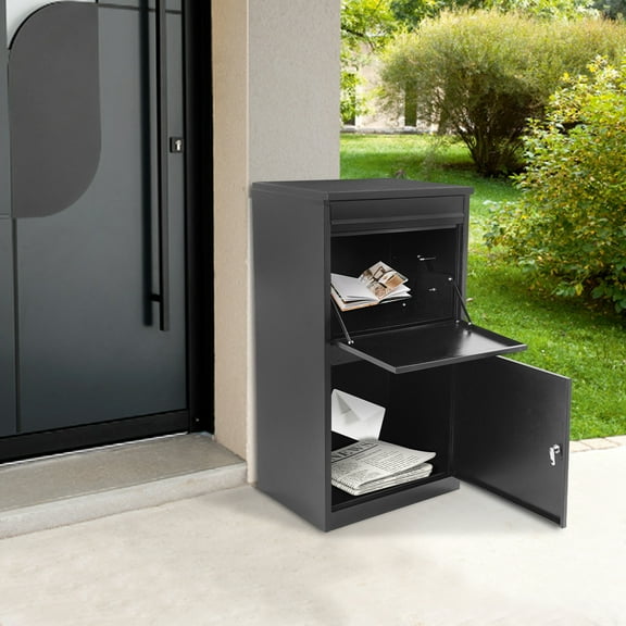 35.83*15.75*9.84 in Black Delivery Box Wall-Mounted Parcel Drop Box Mail Box with Key Lock for Receiving Letters,  Small Parcel