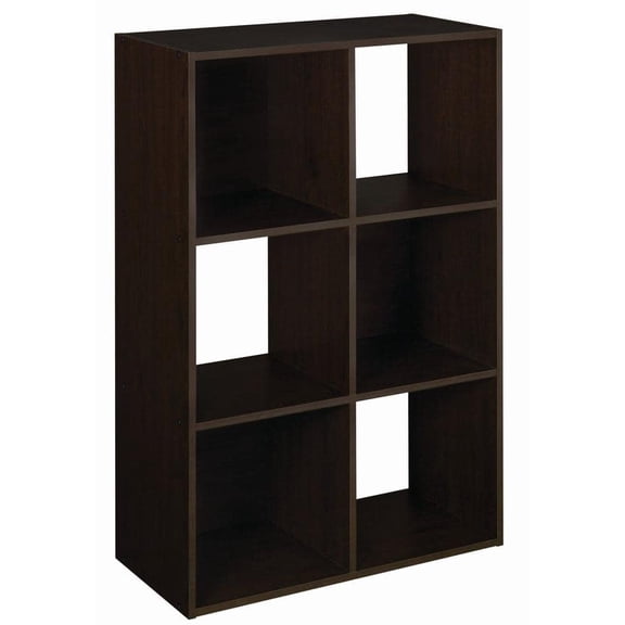 35.88 in. H x 24.13 in. W x 11.89 in. D Dark Brown Wood Look 6-Cube Organizer
