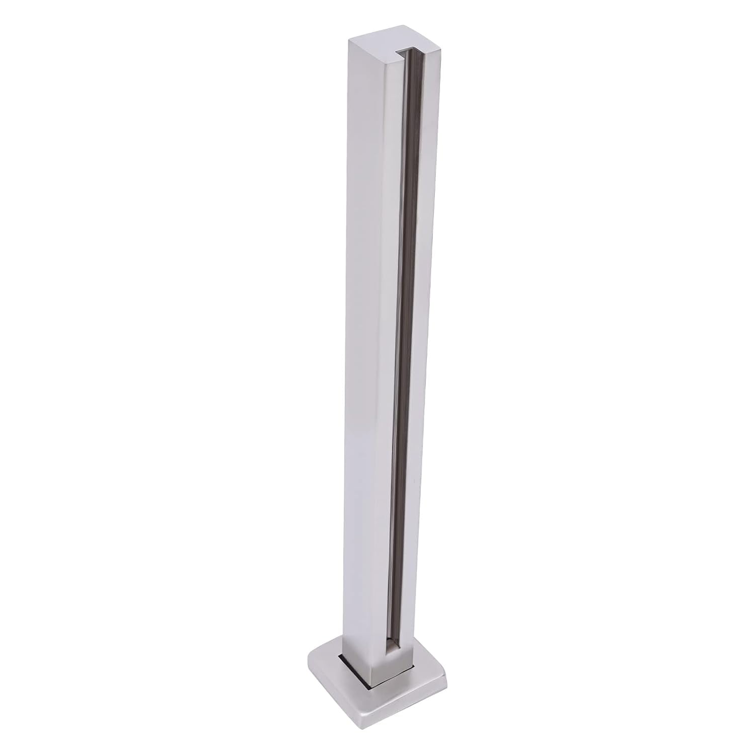 35.8in Silver Glass Railing Post, 304 Stainless Steel Glass Balustrade Post Square Pipe Railing Column w/Spigot Slots,Glass Guardrail Post for Steps, Decks, Cannot Add Handrail(End Post)