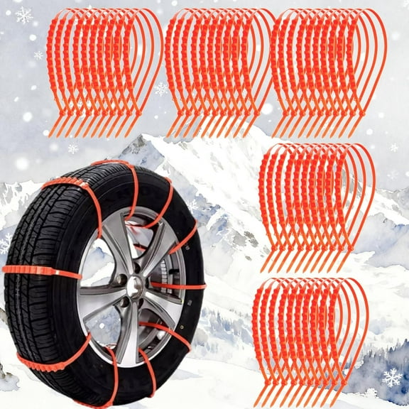 35.8in Universal Anti-Skid Snow Tire Chains, Emergency Traction Cables for Cars Suvs Trucks, Reusable Winter,Universal Tire Chain Anti Skid Wheel Belts, Nylon Straps Zip Ties