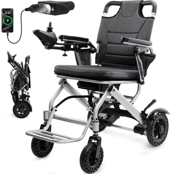 Nguyen Quach 36lb 15mi Compact Electric Wheelchair for Adults, Lightweight and Foldable, D