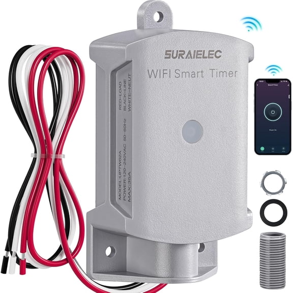 35 AMP Wi-Fi Smart Timer for Outdoor Electrical Boxes, 120V WiFi Pool Timer, Power Dtribution Waterproof Junction Box, RV Outlet, Light, Security System, Holiday Decorations