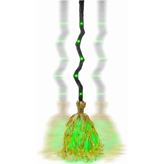 35" Animated Witches Broom Halloween Decor Magic Witch Broomstick | Moving, Sound/Touch Activated, Light up, Spooky Sounds, Dancing, for Indoor & Outdoor Porch, Halloween Party Decorations