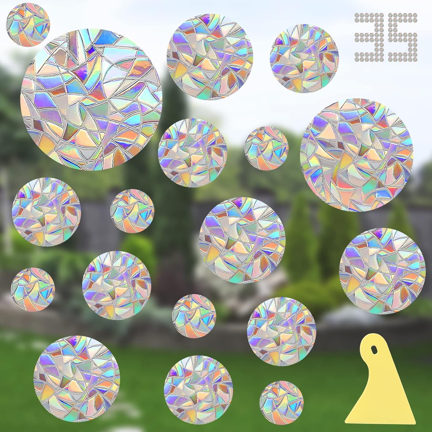 35 AntiCollision Bird Deflectors Rainbow Window Stickers Suncatchers