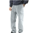 thumbnail image 1 of Authentics Men's Regular Fit Comfort Flex Waist Jean Men's And Linen Elastic Waist Blended Breathable Comfortable Soft Cargo Pocket Casual Trousers Full Length Pants Ndbuld,Gray,3XL, 1 of 7